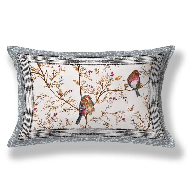 Grey_Cotton_Avian_Harmony_Double_Bedsheet_With_Pillow_Cover_70X100_Cm